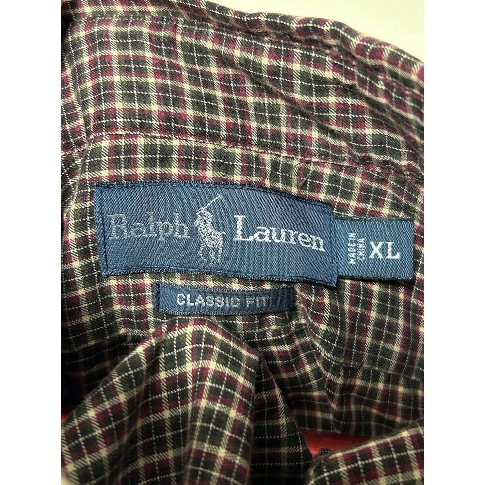 POLO RALPH LAUREN Classic Fit Long Sleeve Mens XL Green Red Plaid Tartan